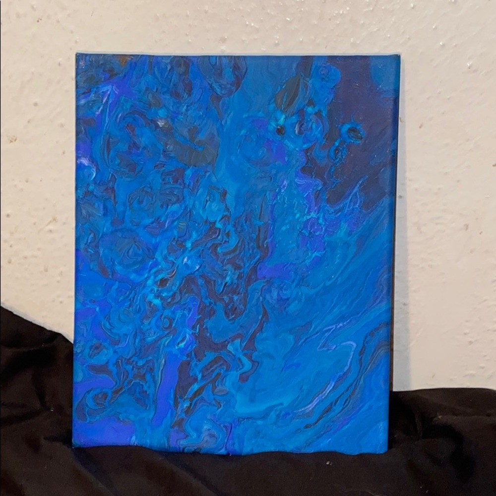Blue and black textured painting￼